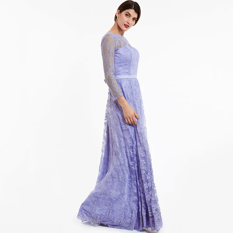 Женское длинное вечернее платье tanpelll лавандовое ТРАПЕЦИЕВИДНОЕ в пол с длинными