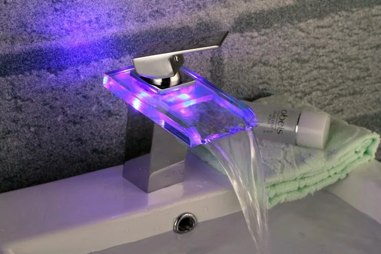 Бесплатная доставка B и R хромированной латуни стекла водопад кран датчик