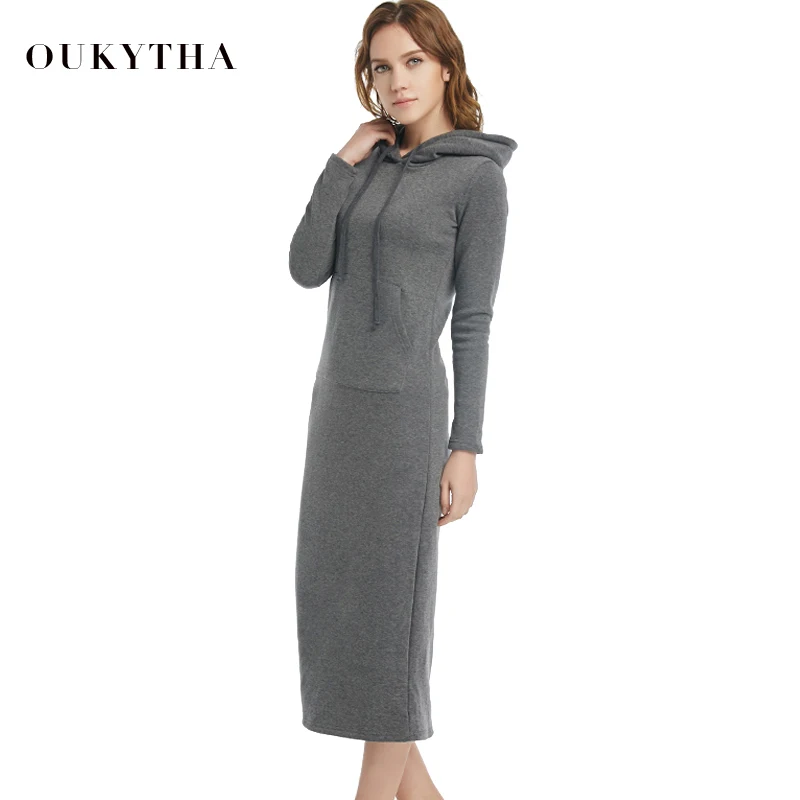 Зимнее плотное теплое длинное бархатное платье с капюшоном 2017 винтажные