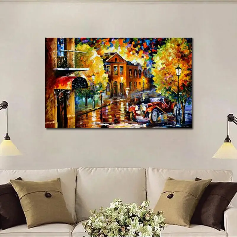 Beste Hedendaagse Kunst Jaguar Mes Olieverf Canvas Mooie Landschap Foto Voor Muur Decor