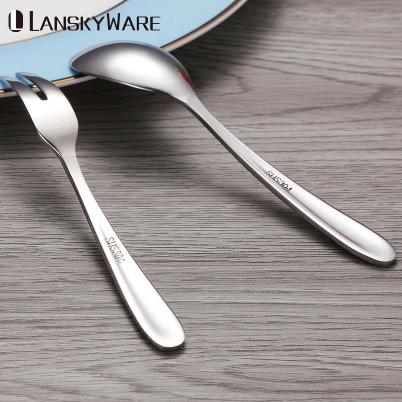 LANSKYWARE 304 нержавеющая сталь фруктовая вилка для салата десертная ложка набор