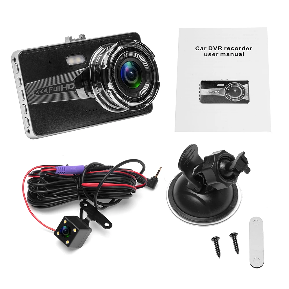 

AMPrime 4'' IPS Dual Lens Car DVR Dashcam Video Registrator Recorder Backup Rearview Camera Night vision Dash Cam Dvr Recorder