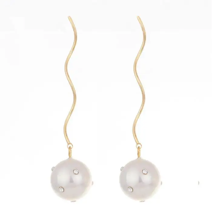 Длинные висячие сережки из искусственного жемчуга с волнистыми волнами и