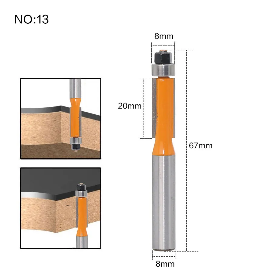 1 шт. 8 мм хвостовик угловой круглый фрезерный станок с подшипником Tungsten 2 фрезы