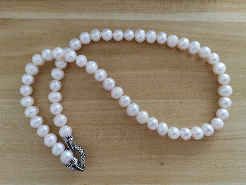 Томас 10 мм пресноводный жемчуг с застежкой круг бусины Для мужчин ожерелья Rebel Heart