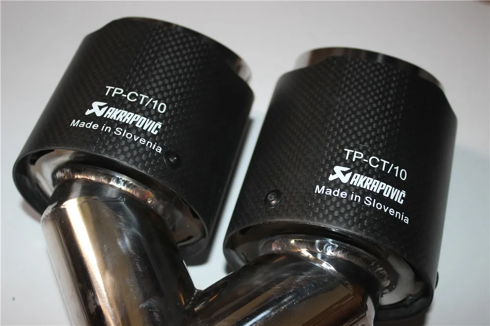 2,5 ''на входе 3,5'' выход Универсальный двойной выхлопная труба akrapovic выхлопная насадка углерода волокно Глушитель Трубы
