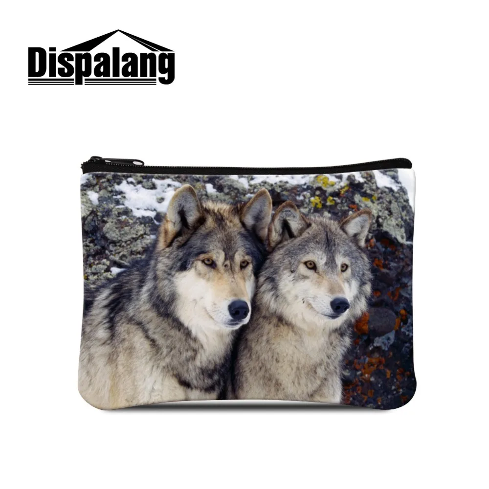 Vintage Clutches Bags Pretty Wolf Printed on Mini Coin Women Small Pouch Plastic Purse Smart PU Cosmetic Compartments | Багаж и сумки