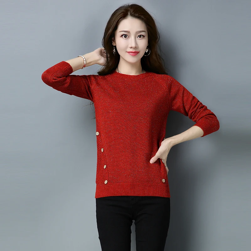 Winter Pull Sweaters 2017 Women Knitted Sweater Jumpers With Buttons Casual Korean O-neck Knitwear Pullovers | Женская одежда