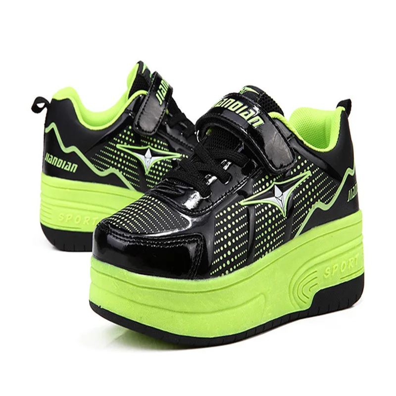 Черный Heelys мигающий двойной ролик маленькие ролики на пятку регулируемые роликовые колеса катание спортивная обувь с двойными колесами для детей - Цвет: Черный