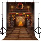 Рождественский винтажный фон для фотосъемки с изображением кирпичной стены и камина