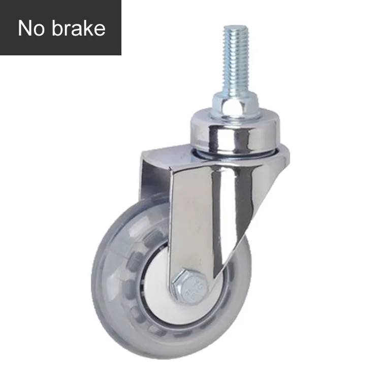No brake 3 дюйма, Медицинские Ролики/колеса, высокоэластичное ПУ колесо, Mute, M12x30 винт, Больничная кровать автомобильные аксессуары - Цвет: No brake
