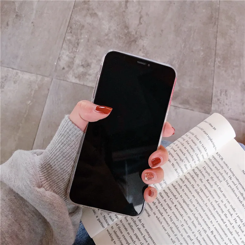 Простой Прозрачный блестящий чехол для iPhone 6 6S 7 8 Plus X Xr Xs Max из мягкого ТПУ телефона