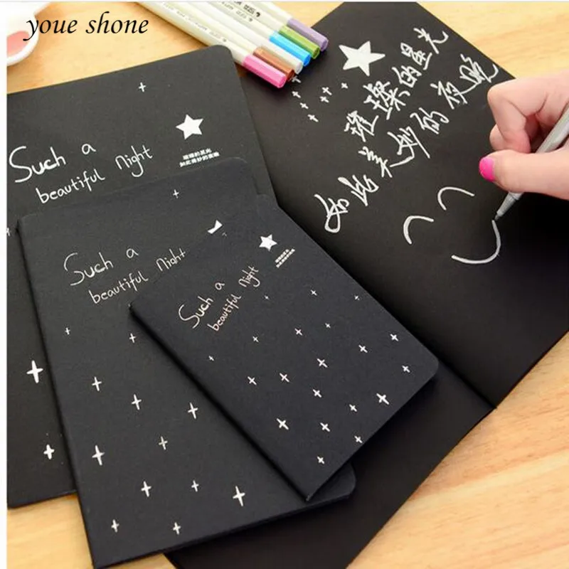 Черный Альбом для набросков 1 шт. сделай сам альбом со звездами школьные