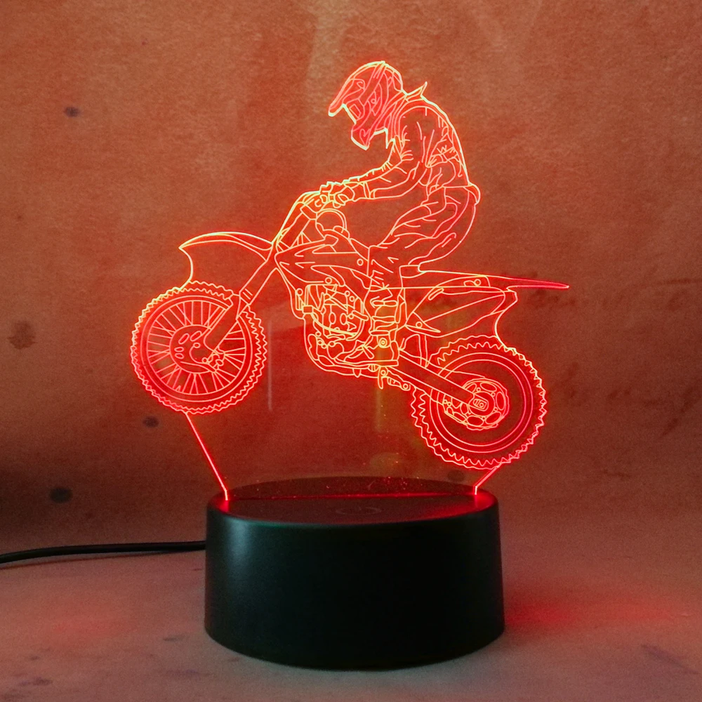 2018 lampara Экстремальный Мотоцикл 3D Светодиодная лампа крутой Мальчик ночник LED