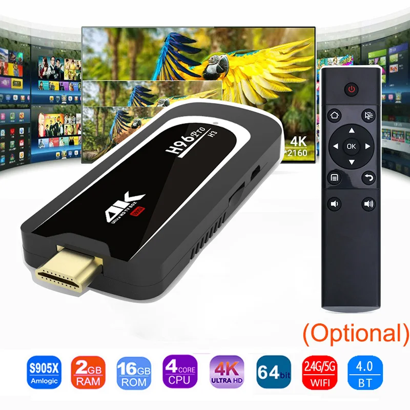 H96 Pro 4K Tv Stick Android 7.1 OS Amlogic S905X Quad Core 2G 16G Mini PC 2.4G 5G Wifi BT4.0 1080P HD Miracast TV dongle H96Pro