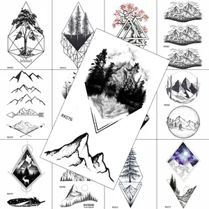 Геометрический лес, гора, искусство тела, рисунок, искусственные татуировки, Временные татуировки, искусственная Водонепроницаемая Татуировка сделай сам для мужчин