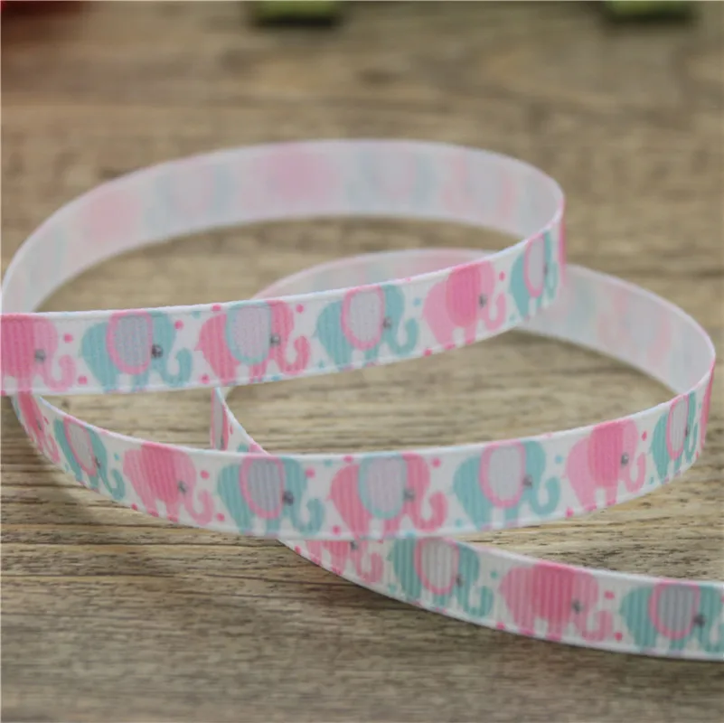DHK 3/8 ''Бесплатная доставка слон печатных grosgrain ленты аксессуар hairbow головные