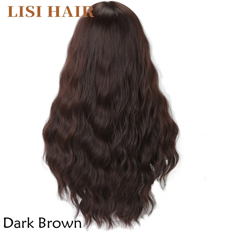 LISI HAIR 2" длинные смешанные коричневые женские парики с челкой водная волна Жаростойкие синтетические парики для женщин афро-американские