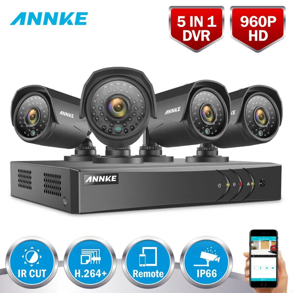 ANNKE 960P 8CH система видеонаблюдения 4 шт. 1.3MP 1500TVL наружная Водонепроницаемая камера