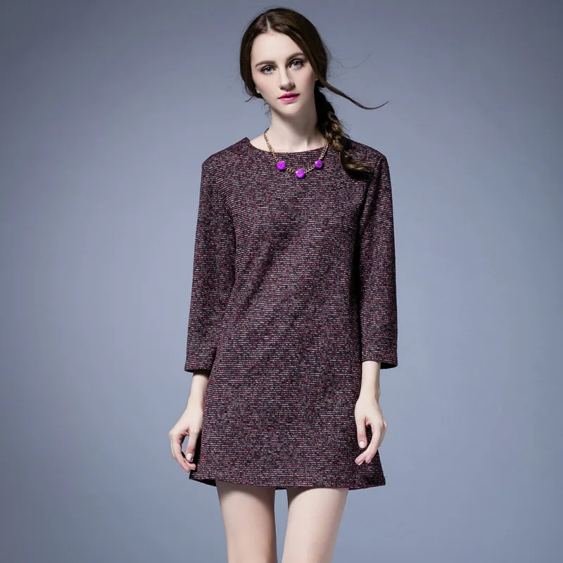 JOGTUME Wine Red Loose Dress 2017 Spring Autumn Women T-shirt Long Sleeve O Neck Lady Knitted Elegant Plus Size 5XL | Женская одежда