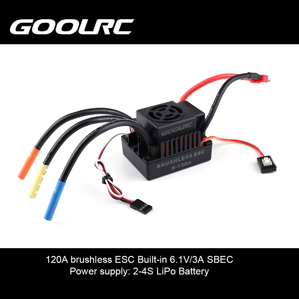 

GoolRC S-120A Brushless ESC Electric Speed Controller with 6.1V/3A SBEC for 1/8 RC Car