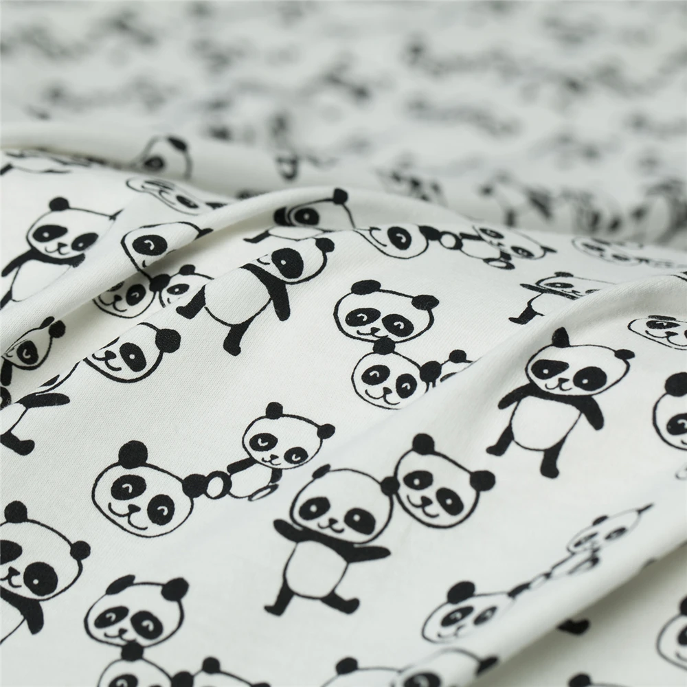 Трикотажная эластичная ткань из чистого хлопка с рисунком животных и панды