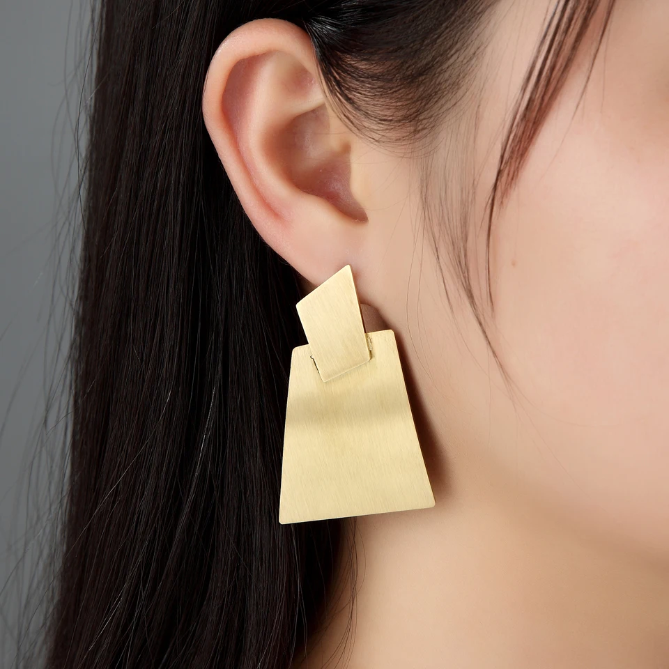 

BORASI Rose Gold-Color Long Dangle Earrings For Women Stainless Steel Hyperbole Unique Irregular Big Earings Fashion Jewelry
