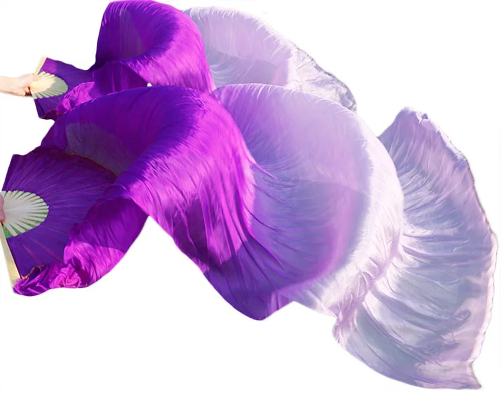 

2016 Hot New 180 cm Belly Dance Silk Fan Veils Dark Purple/Light Purple Gradient In Stock