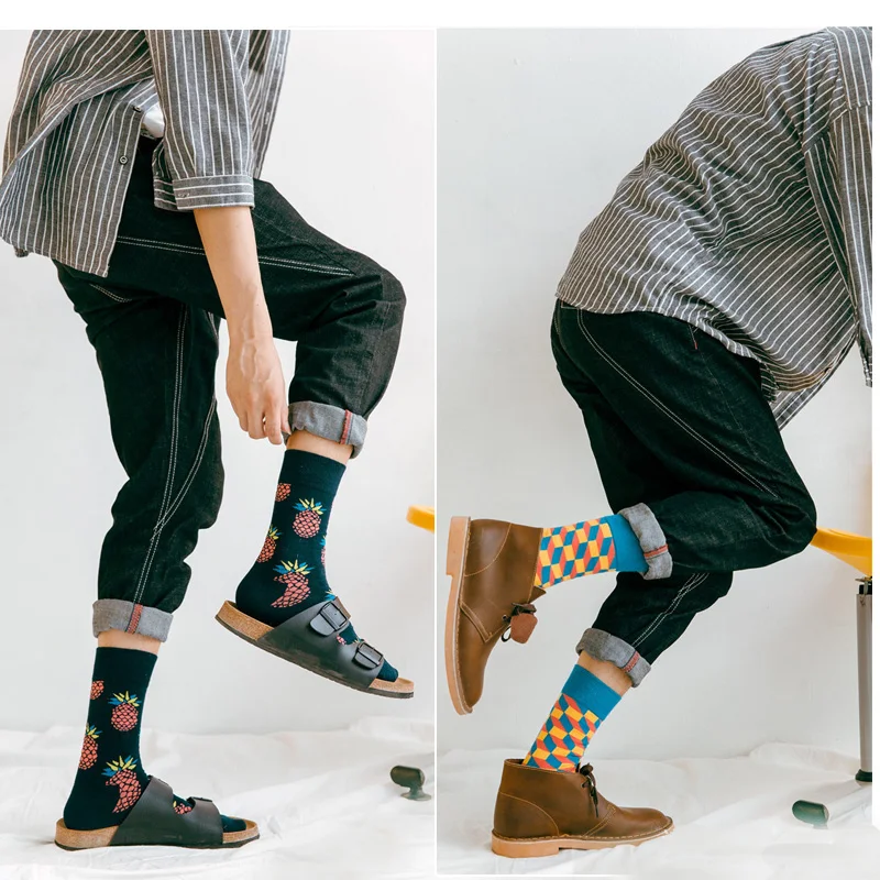 LIONZONE 2 пар/лот красочные нескользящих носочков Для мужчин Calcetines Divertidos