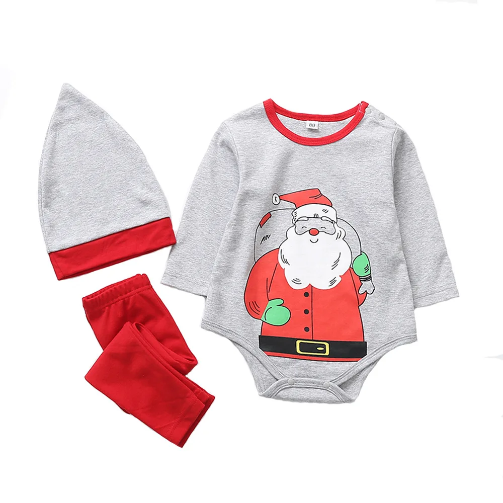 Orangemom Offical Store 2018 Winter Christmas Clothing 3 Pcs/set Cartoon Clothes Baby Boys Girls Bodysuit+long Pants+hat | Детская