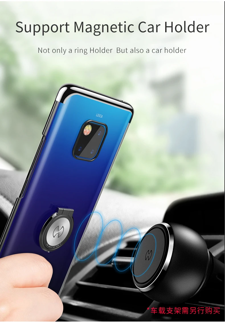 Xundd для huawei mate 20 Pro Чехол магнитный автомобильный держатель подставка кольцо палец Прозрачный PC задняя крышка для huawei mate 20 Pro mate 20 чехол