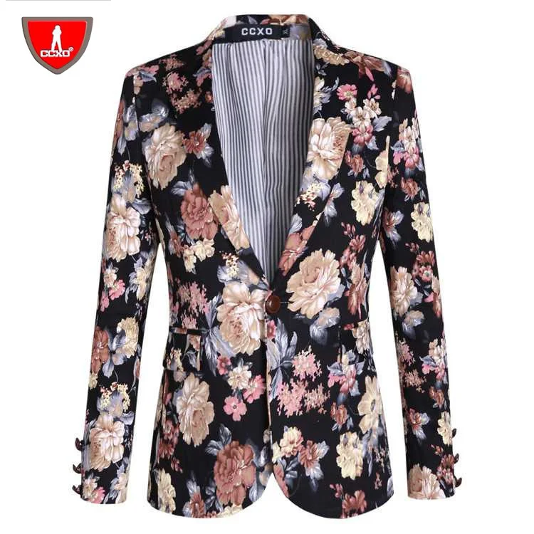 CCXO 2015 New Arrival Mens Floral Blazer Masculino Designs Men Suit Casual For Printed Flower Slim Fit Jacket | Мужская одежда