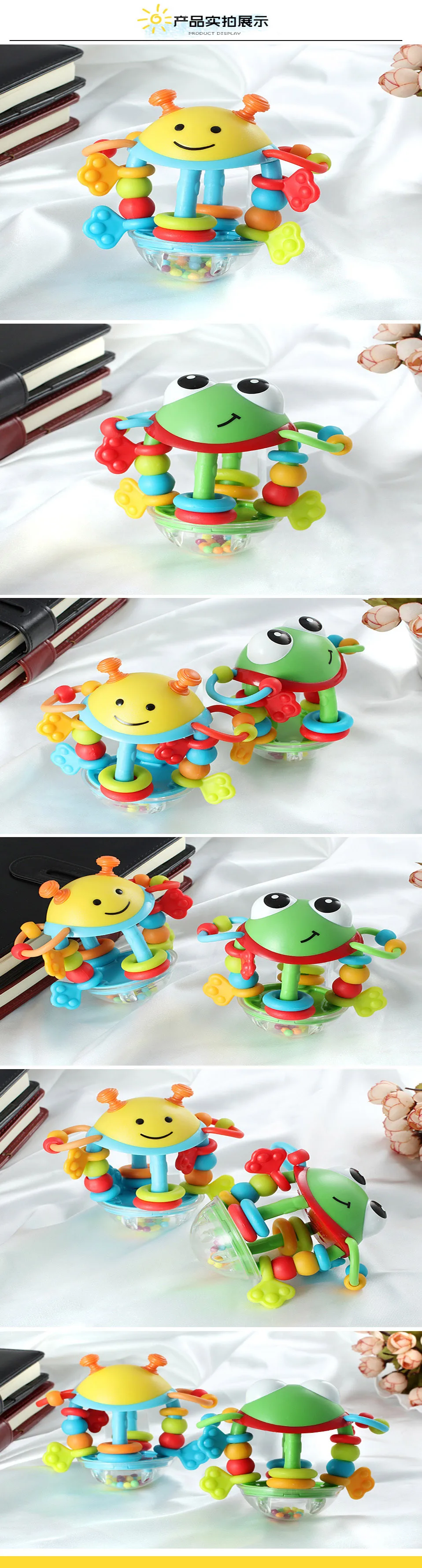 Мультяшная пчела лягушка Сова ручной стук детские погремушки Ранние развивающие игрушки для детей Колокольчик для рук детская игрушка 0-12 месяцев