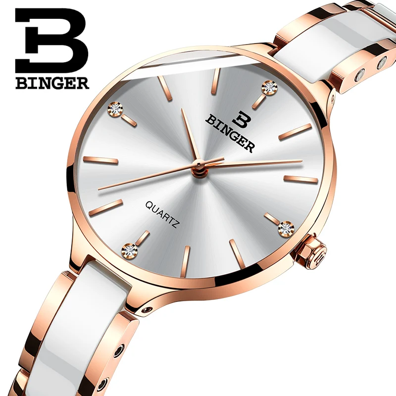 Керамические часы модные повседневные женские кварцевые relojes mujer BINGER брендовые