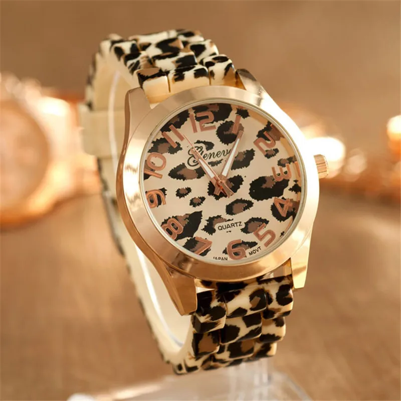 Reloj Mujer 2018 часы Для женщин модные унисекс Женева Leopard силиконовые желе гель