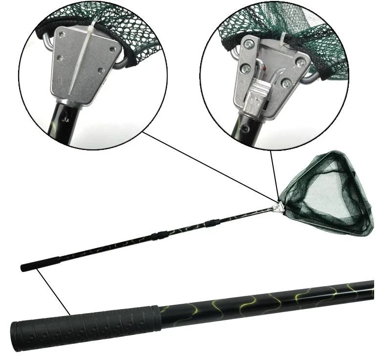 Hand Fishing Nets Aluminum Alloy 170cm 190cm 210cm Telescoping Foldable Landing Net Pole Casting Network Trap Small Mesh | Спорт и