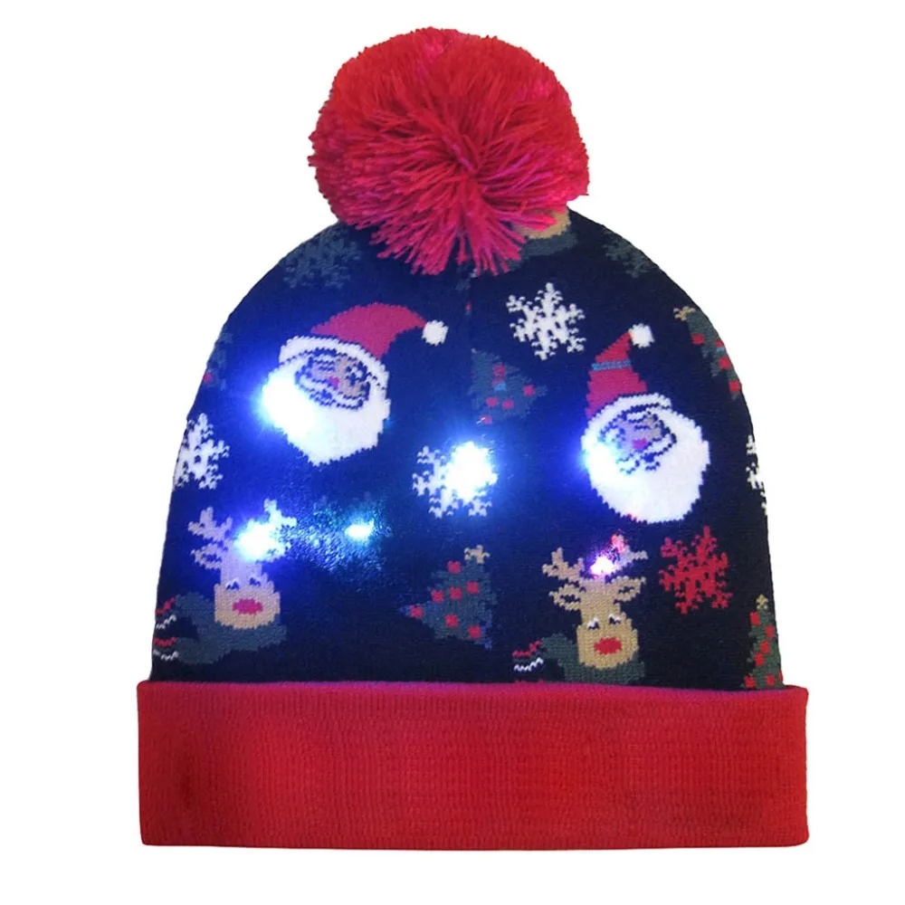 Новинка вязаная шапка со светодиодной подсветкой для мальчиков красивый свитер