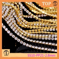 10mlot rhinestones chain 2 6mm goldsilver claw sticker glass applique strass crystal for sew on needlework clothes decoration