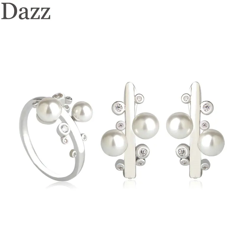 Женские серьги-кольца Dazz вечерние Ювелирные наборы с искусственным жемчугом и |