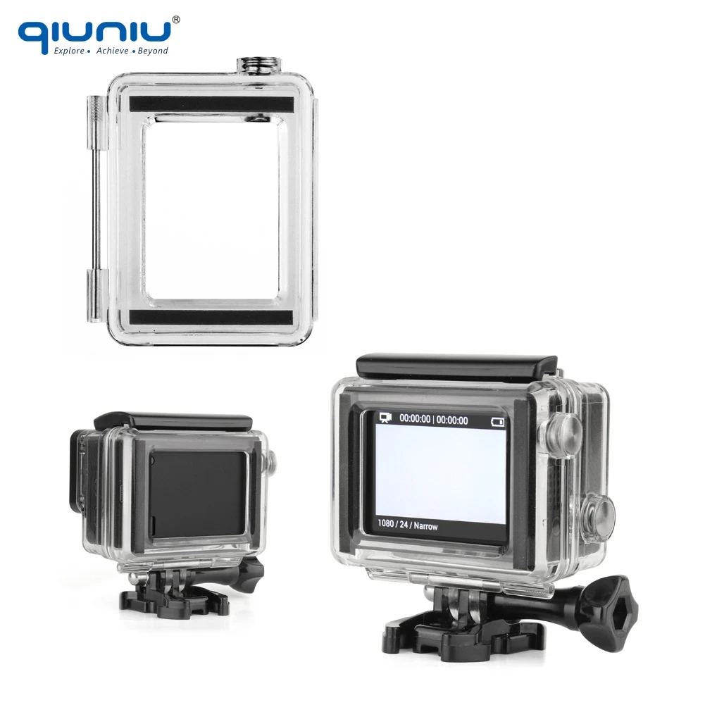 QIUNIU для GoPro Hero 4 3 + чехол в 1 задней двери BacPac Стандартный Скелет сенсорный Набор