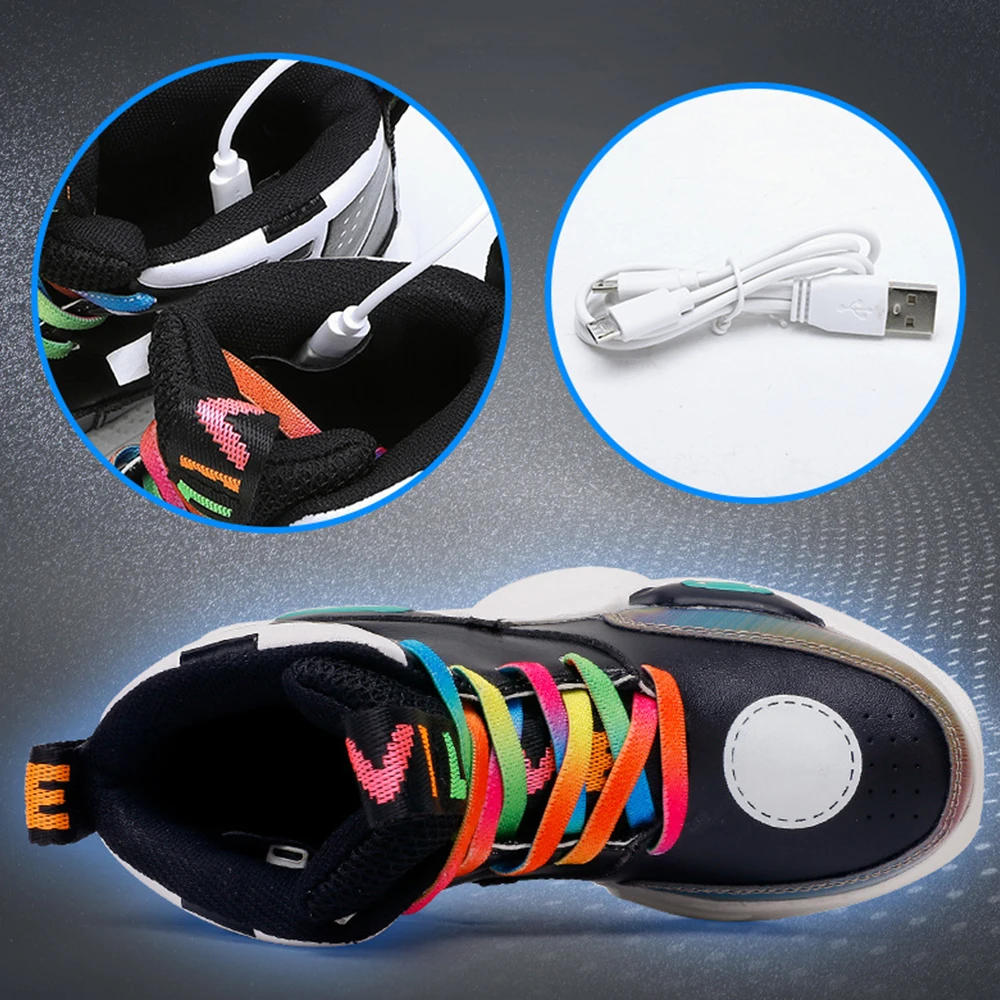 FS зарядка светодио дный через usb LED супер свет лампы до обувь Детские кроссовки