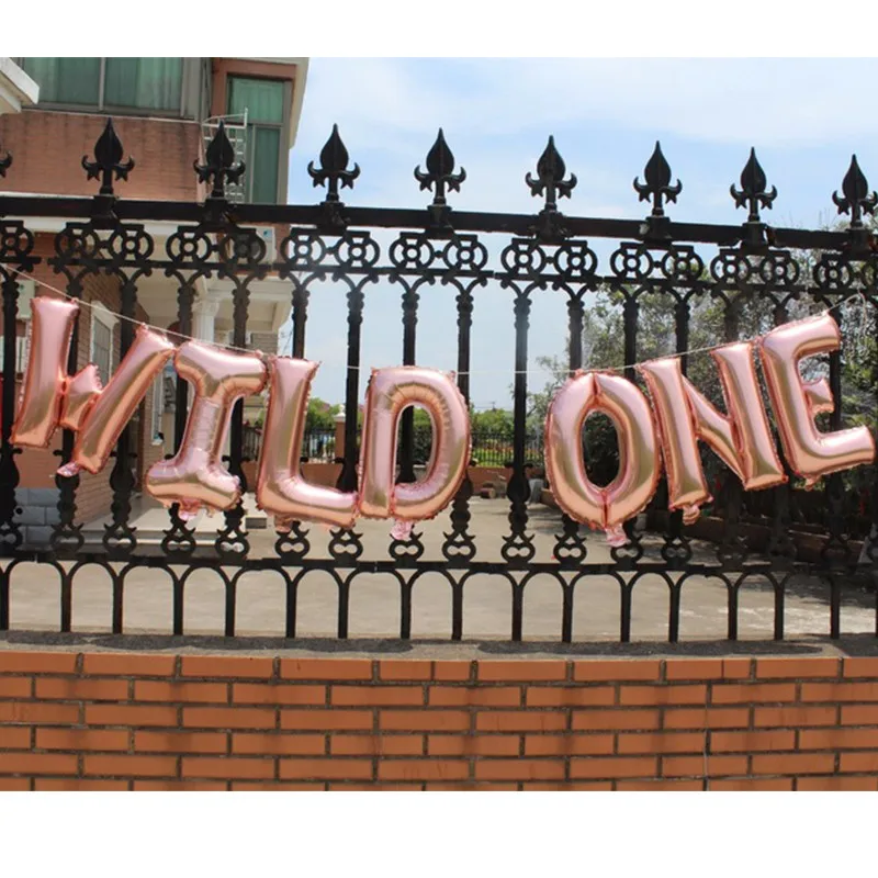 Флуоресцентный желтый 1 Набор, 16 дюймов, розовое золото, Wild One/One, фольгированный шар, детский душ, 1 день рождения, украшение, шары для детей 1 год, Globos - Цвет: Флуоресцентный желтый
