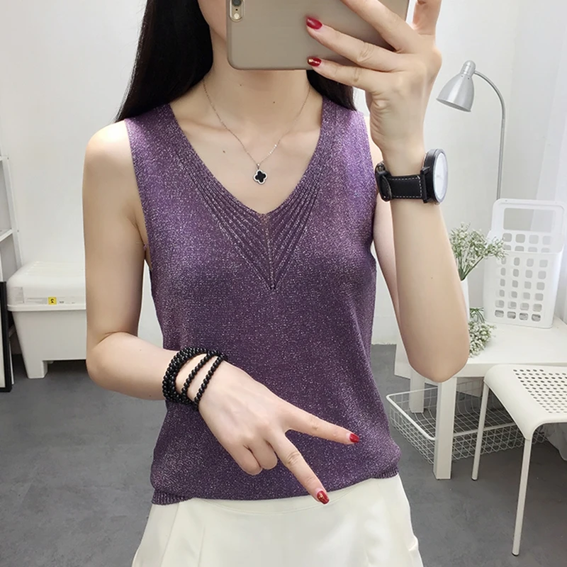 Новый летний топ женские топы Camisole Женский трикотажный сексуальный жилет без