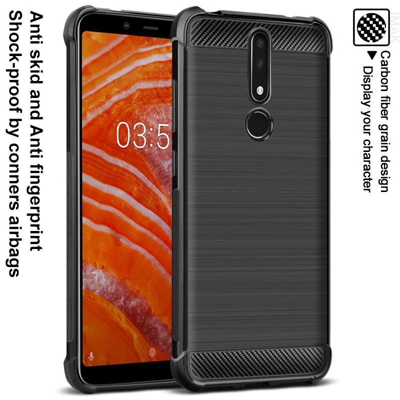 For Nokia 3.1 Plus case iMAK Vega Fiber Pattern airbag Phone Bumper Cover |