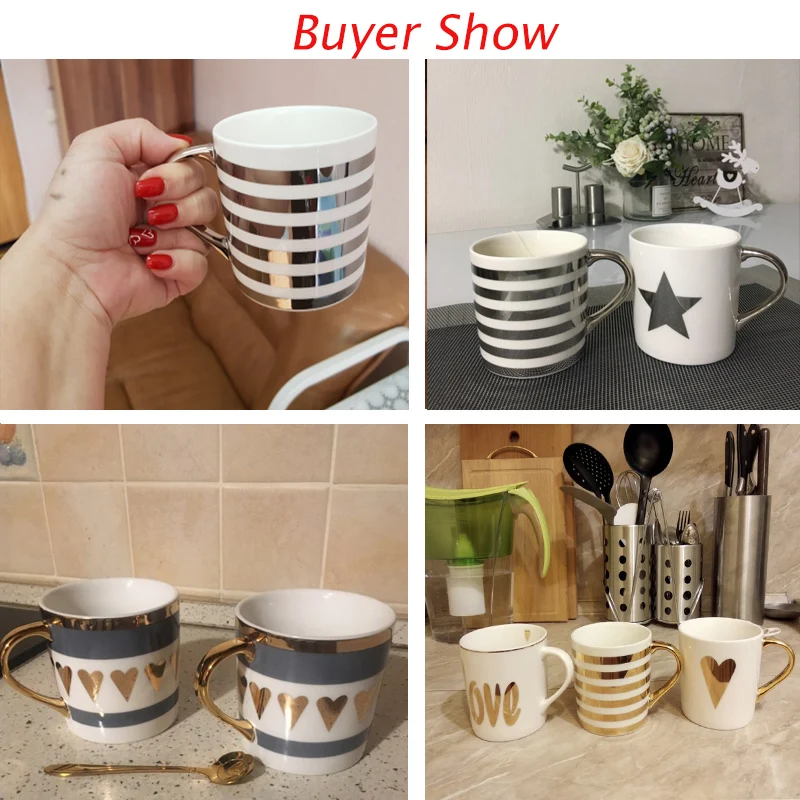 

Creative Ceramic Mug with spoon lid Tea Milk Cup Nordic Style Coffee Mug Large Capacity 300 ML Home Kitchen Drinkware