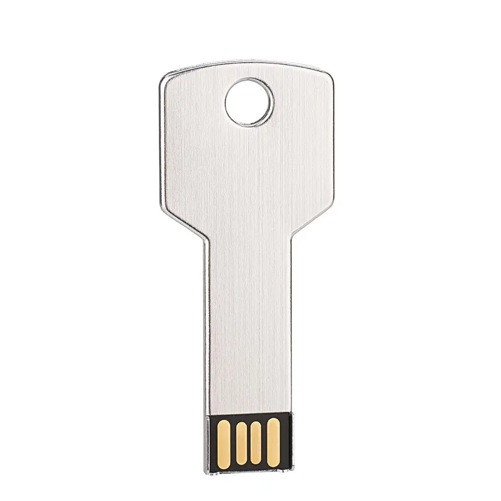 Silver Металлический дверной ключ, USB флеш-накопитель, USB флешка, золотой ключ, флешка, 4 ГБ, 8 ГБ, 16 ГБ, 32 ГБ, 64 ГБ, 128 ГБ, флешка, карта памяти - Цвет: Silver
