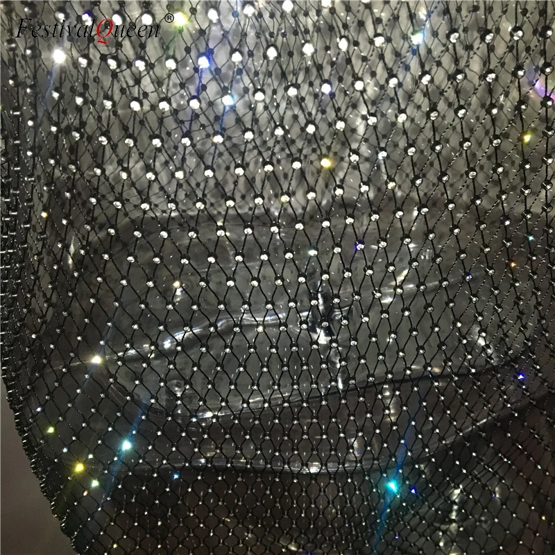 Праздничная королева, сексуальная Сетчатая футболка со стразами, платье для женщин, уличная одежда, высокая эластичность, бодикон, открытая, с разрезом, на бедрах, блестящее платье для вечеринки