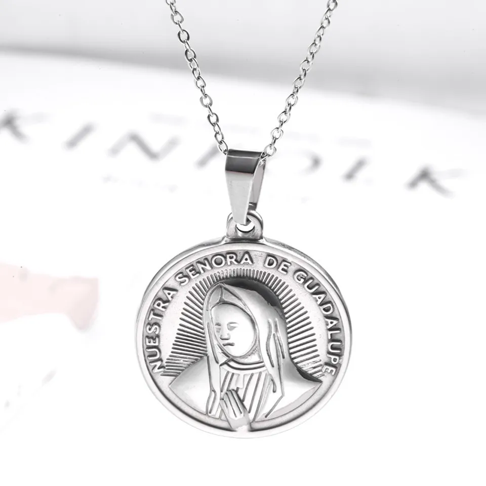 RIR OUR LADY кулон «Гваделупа» ожерелье круглый из нержавеющей стали золото Девы Мэри Гвадалупе магнит для монет ожерелья с медалью женщин