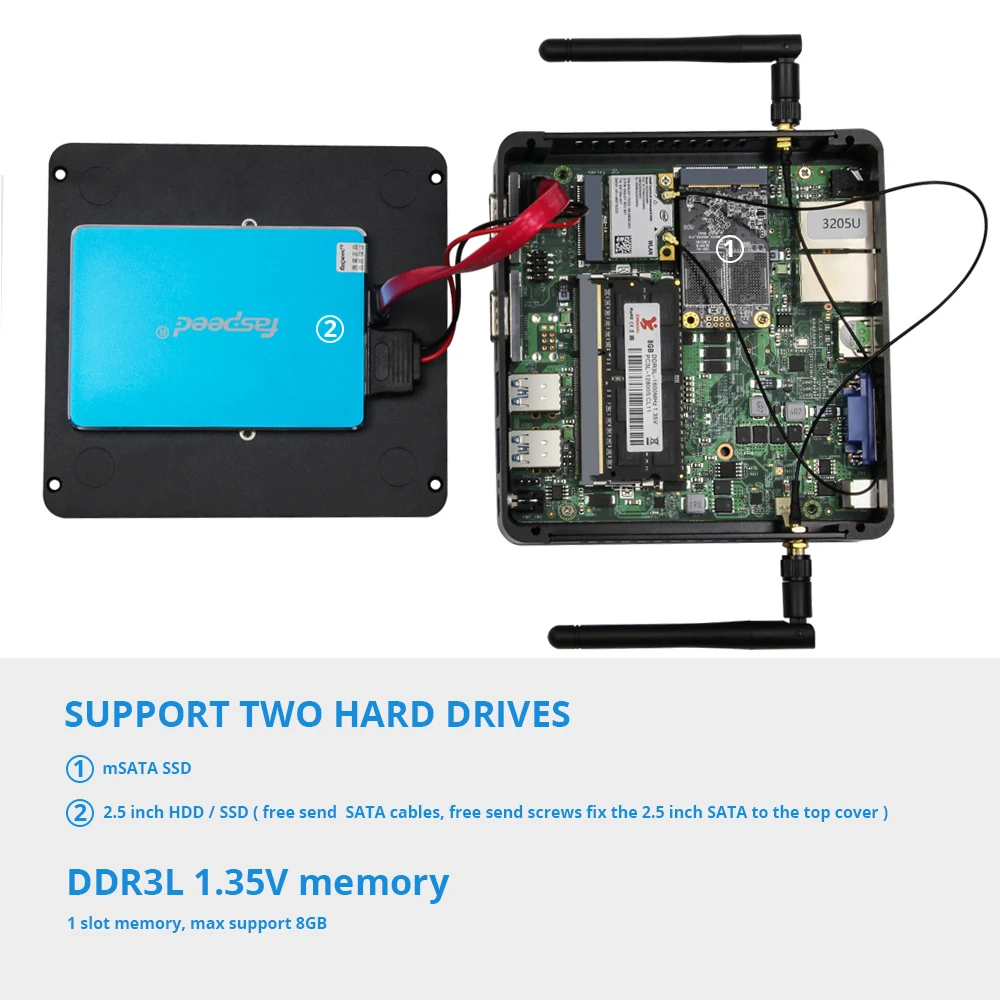 XCY безвентиляторный мини ПК Intel Pentium 3805U Windows Linux Dual NIC Gigabit Ethernet 2* RS232 HDMI VGA 4* USB WiFi промышленный микро ПК