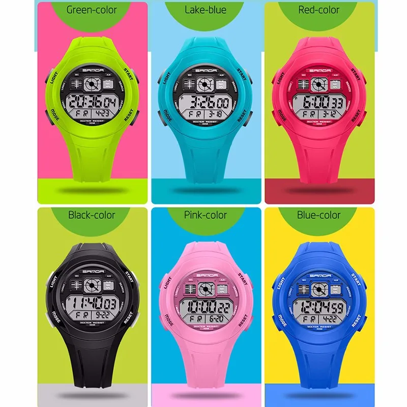 Детские часы цифровые светодио дный водостойкие модные повседневные спортивные